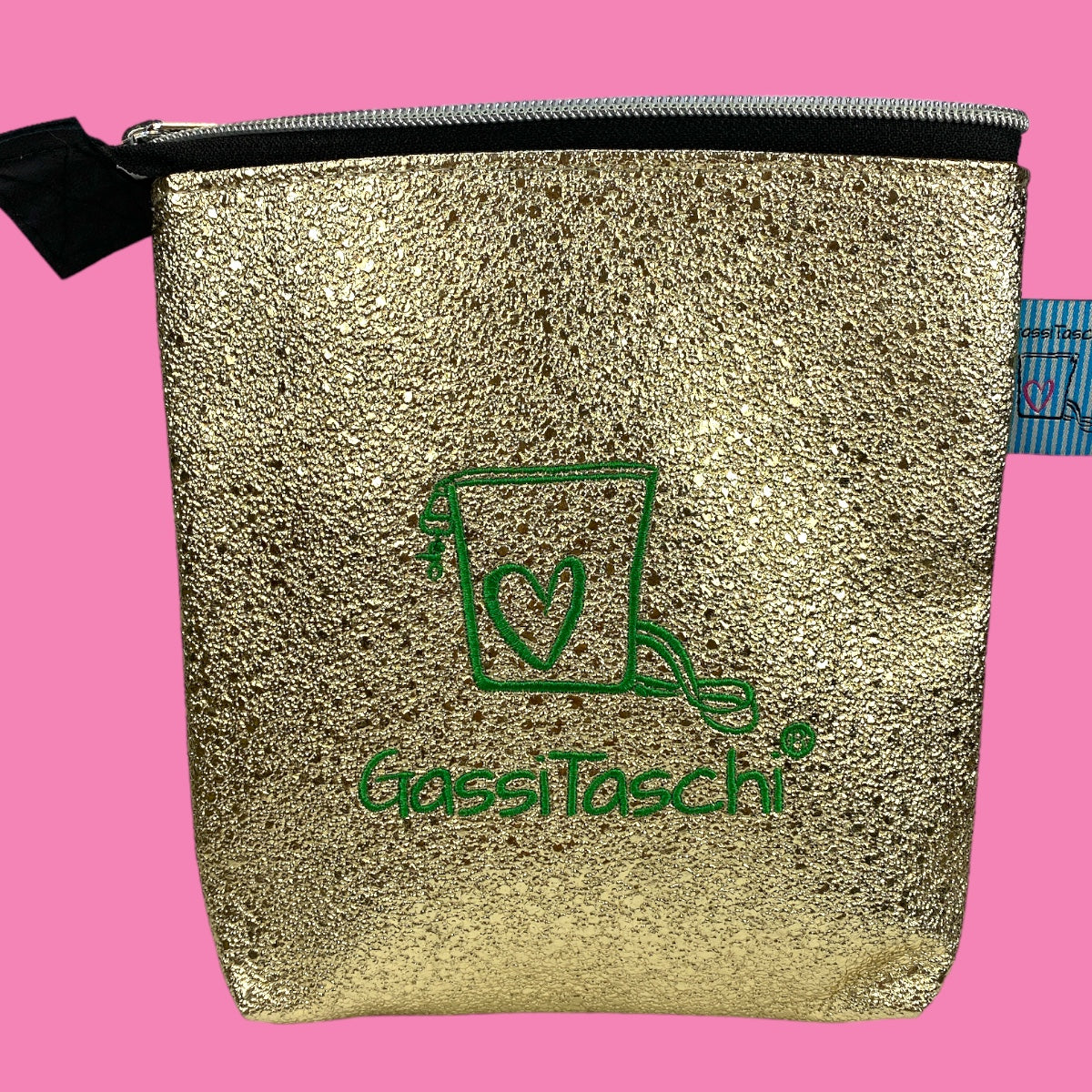 All-In GassiTaschi® mit D-Ringen #063 Geprägt Glitzer gold