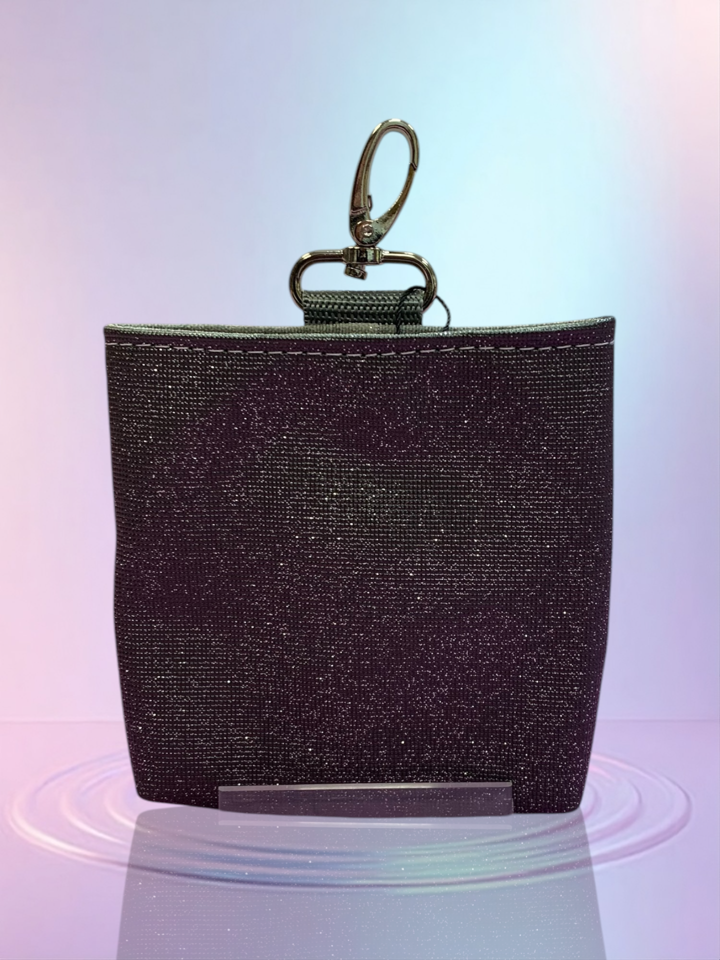 MiniFutterbeutel mit Karabiner #085 Galaxy Glitzer schwarz