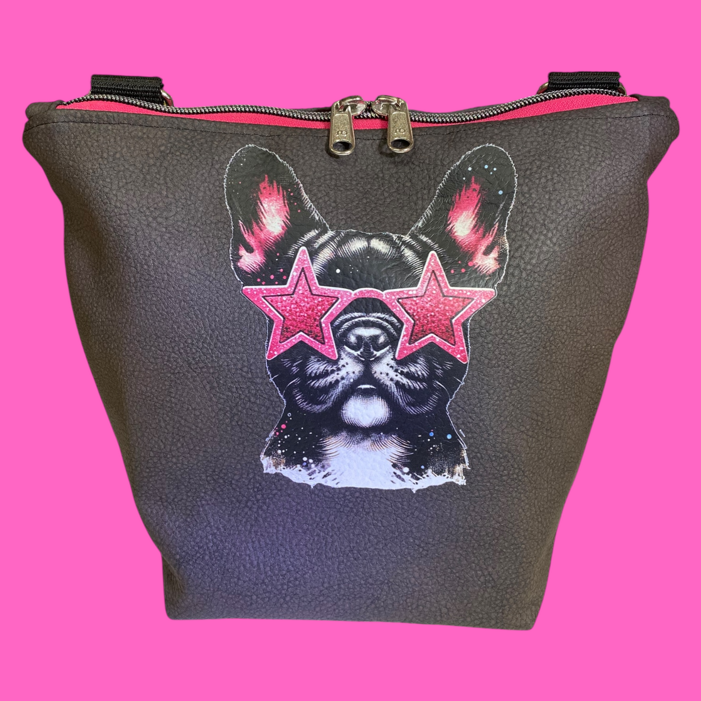 GassiTaschi® Shopper #102 Dark Brown Frenchie Star Brille