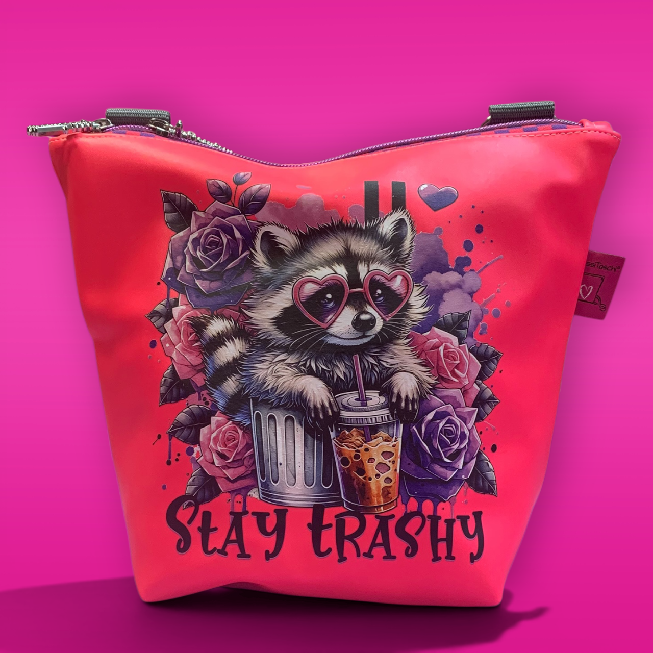 GassiTaschi® Shopper #172 Neon Pink Waschbär Stay trashy