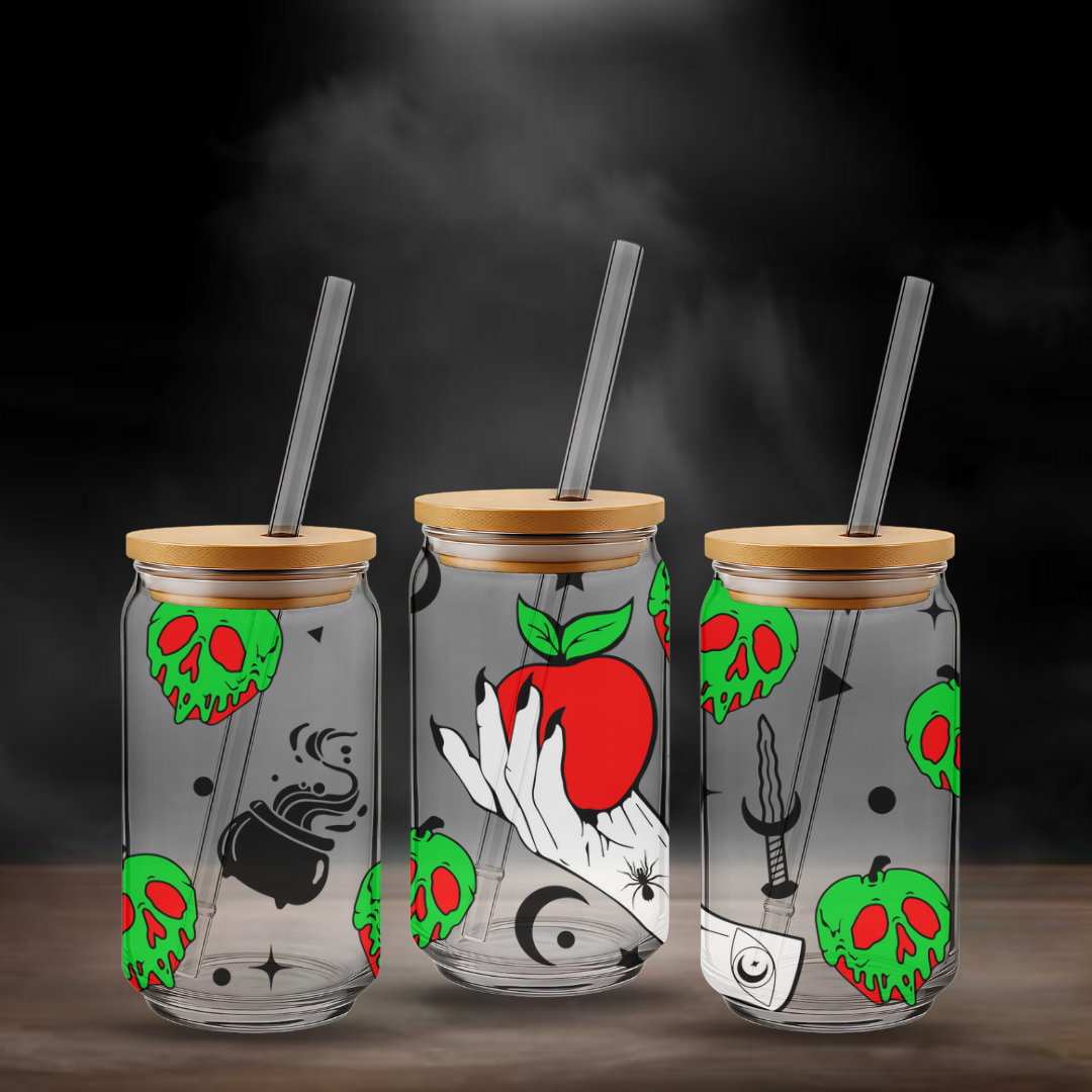 Trinkglas mit Bambusdeckel & Glasstrohhalm – 473 ml