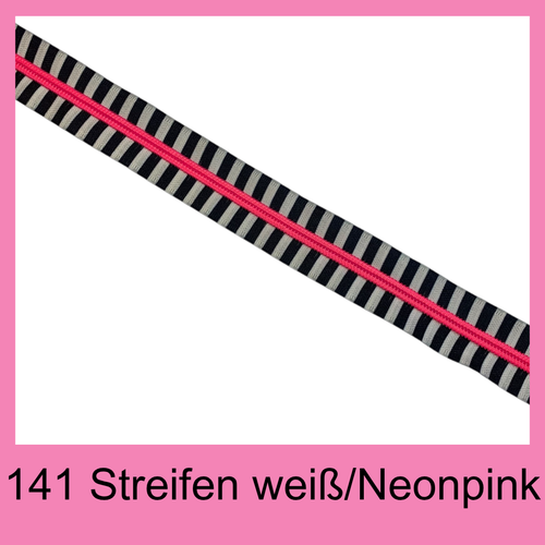 141 Streifen weiss  Neonpink