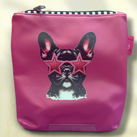 All-In GassiTaschi® mit D-Ringen #026 Magenta Frenchie Sternen Brille