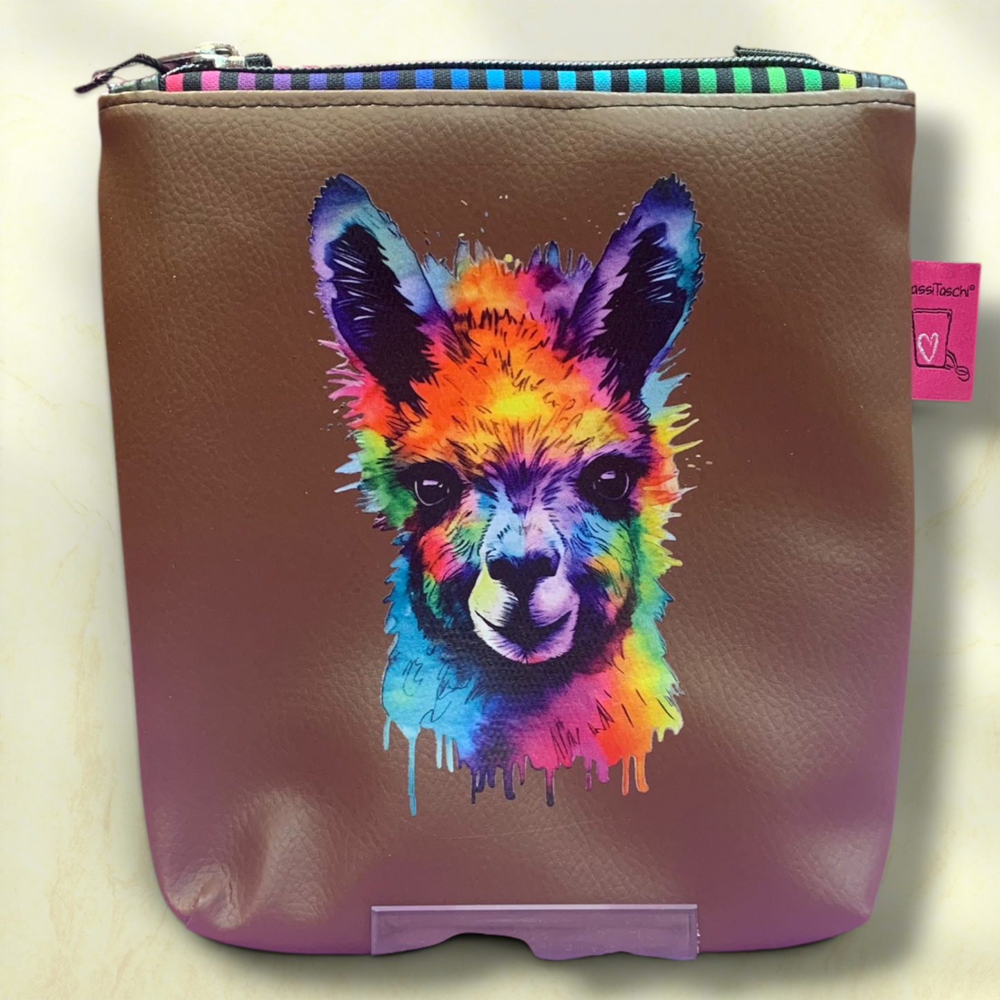 All-In GassiTaschi® mit D-Ringen #009 Schokobraun Lama Splash