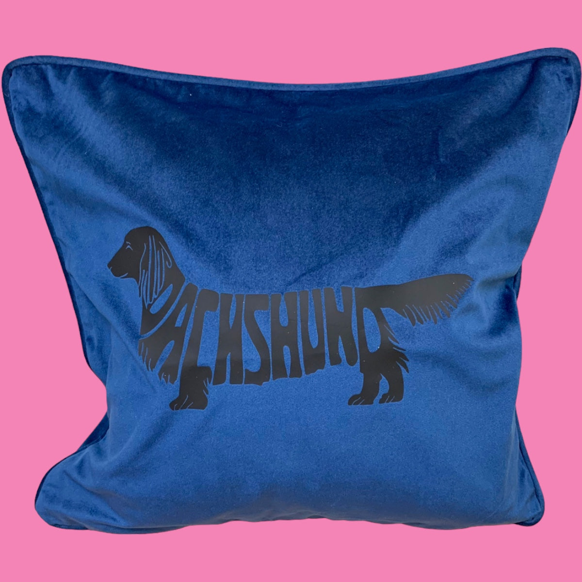 Kissenbezug Dunkelblau mit Dachshund