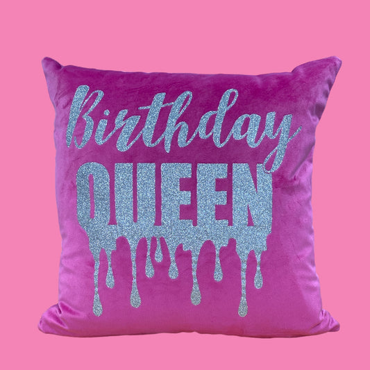 Kissenbezug Pink mit Birthday Queen