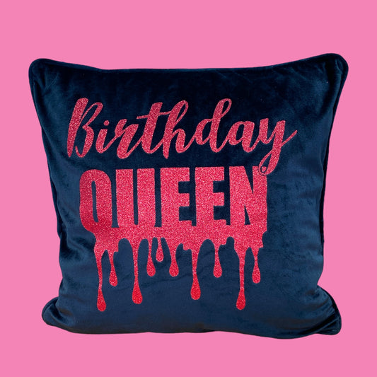 Kissenbezug Schwarz mit Birthday Queen