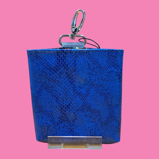 MiniFutterbeutel mit Karabiner #135 Snake Blau Metallic