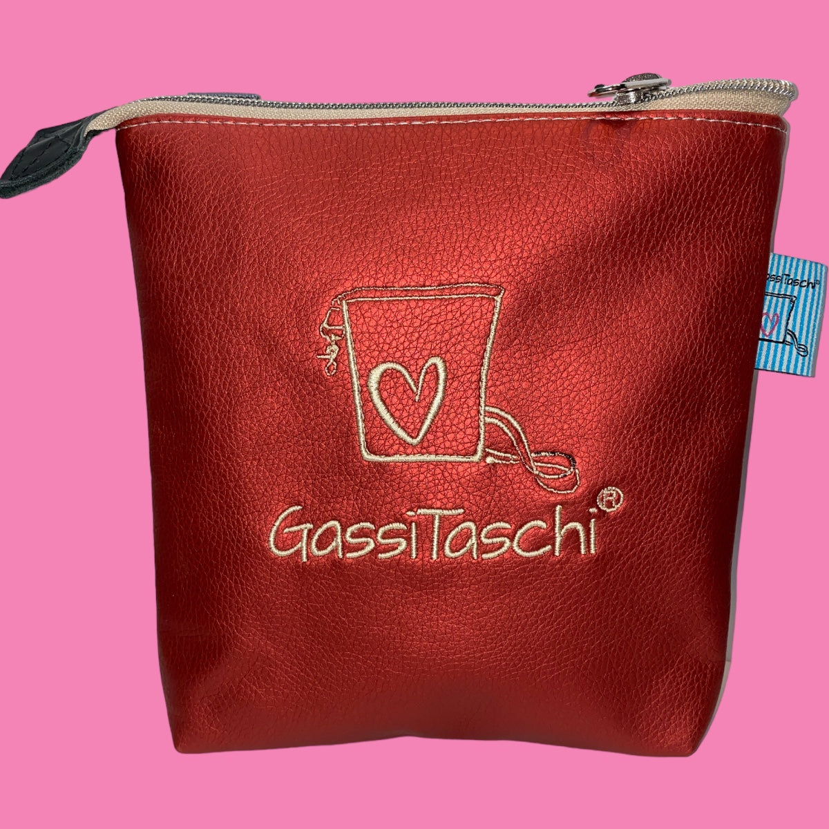 All-In GassiTaschi® mit D-Ringen #030 Ziegelstein metallic