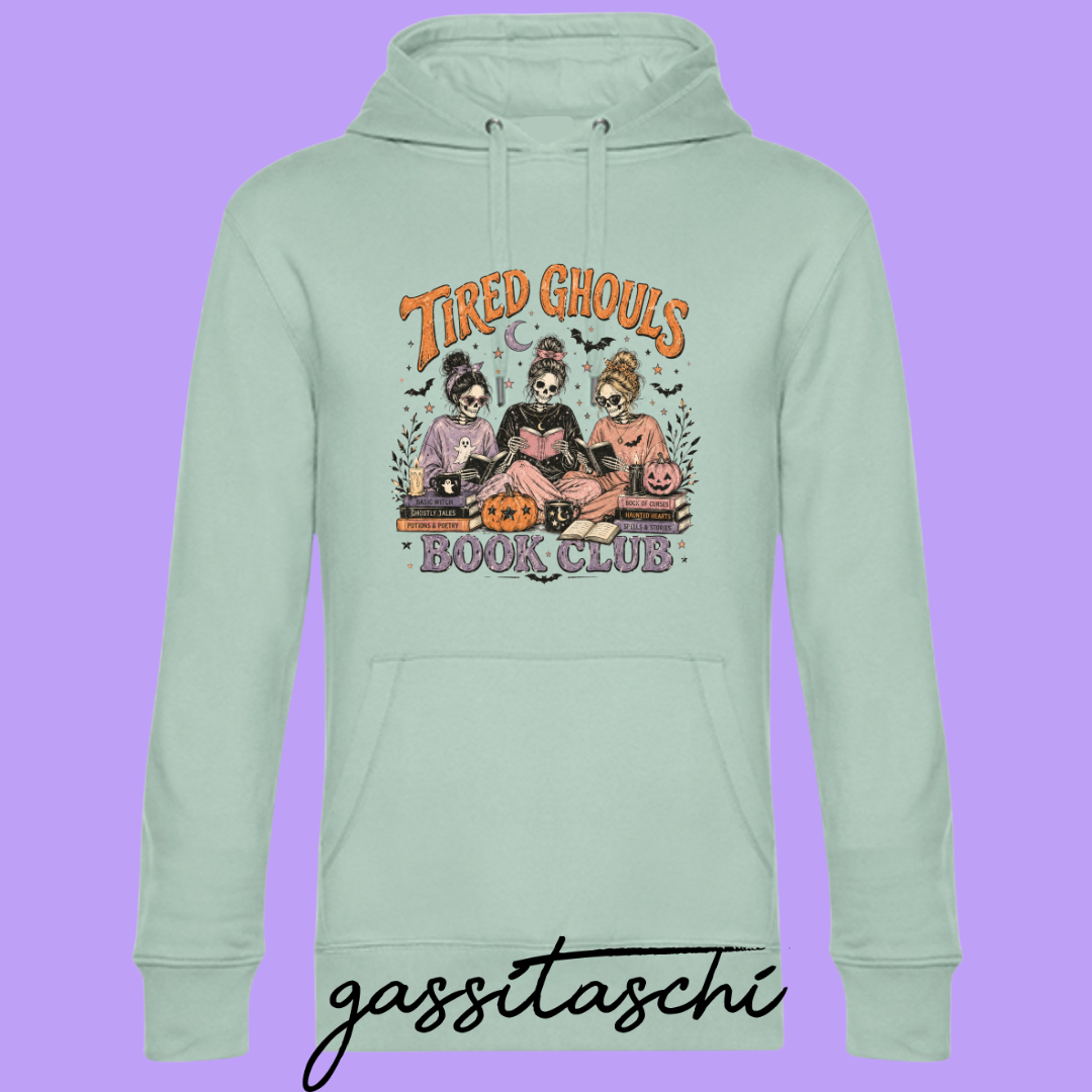 Hoodie Tired Ghouls Book Club Mint Größe XL