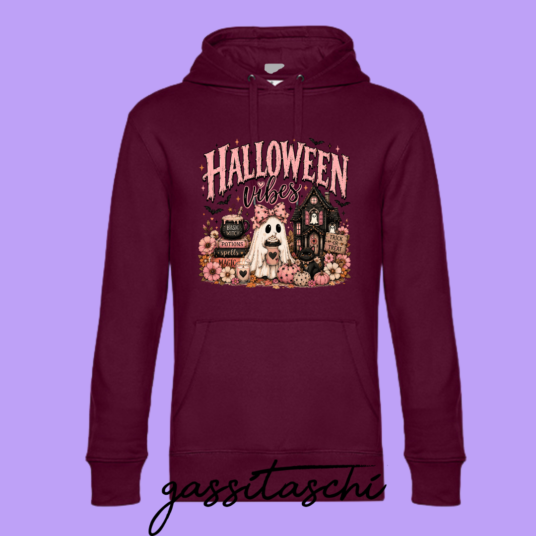 Hoodie Halloween Vibes Ghost Bordeaux Größe L