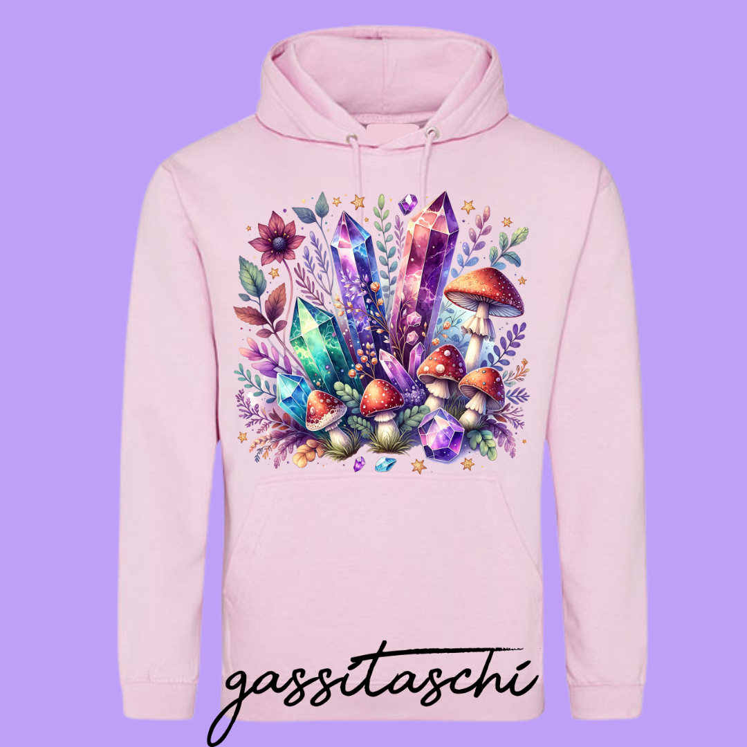 Hoodie Kristalle und Pilze Candy Pink Größe 3XL