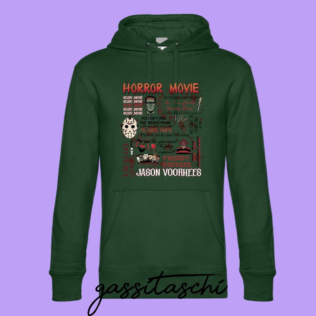 Hoodie Horror Movie Fan Flaschengrün Größe XL