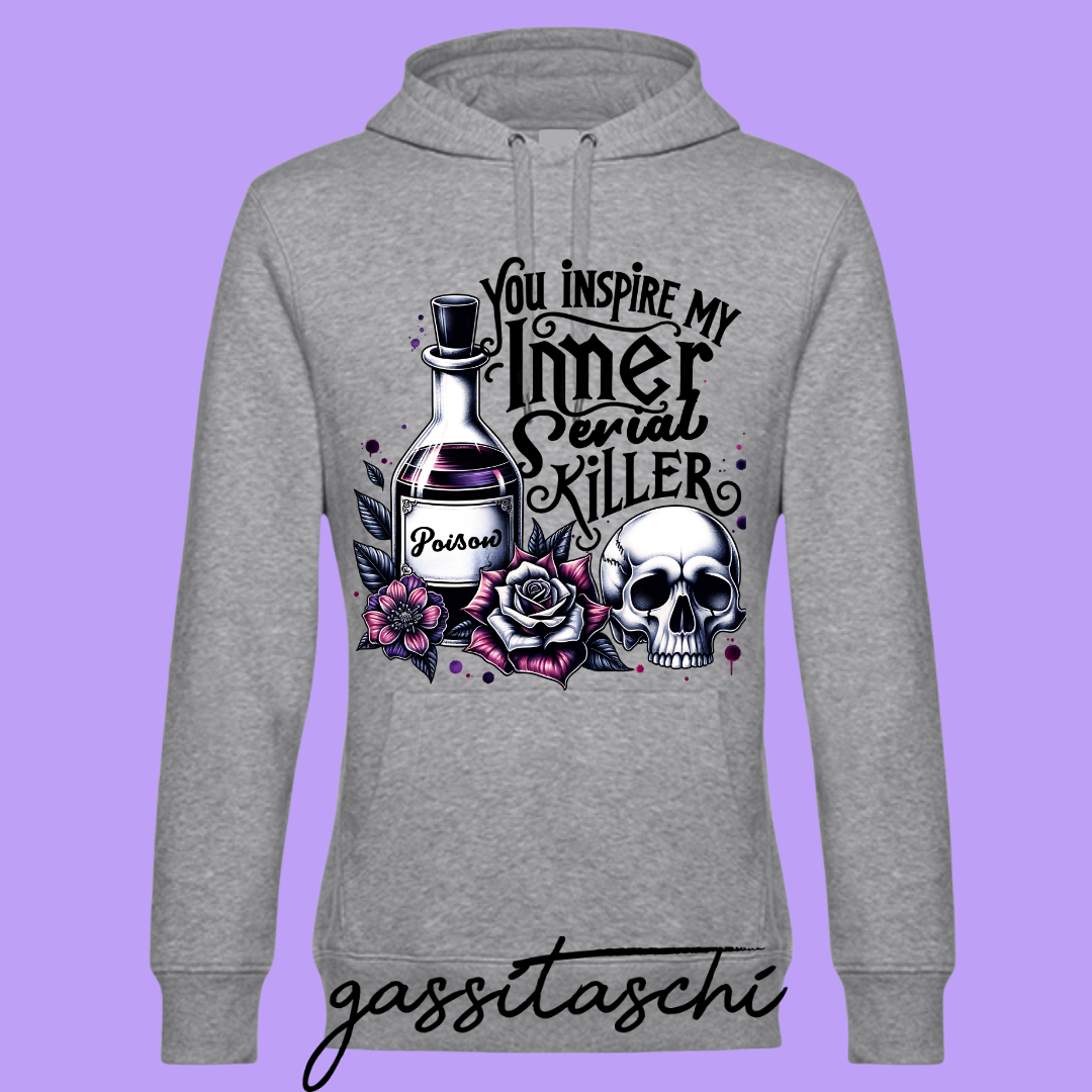 Hoodie Serial Killer Hellgrau Größe 2XL