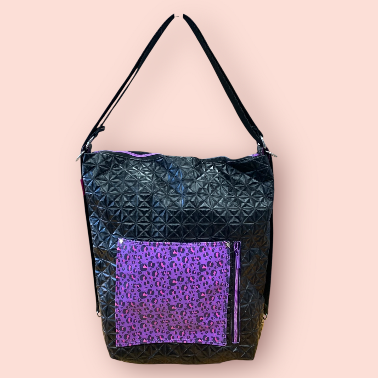 Rookie 2 in 1 Rucksack Tasche Lack schwarz & Leo