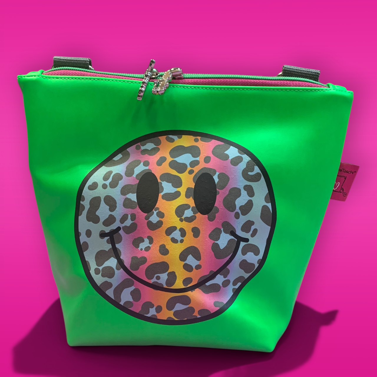 GassiTaschi® Shopper #174 Neon Grün Smiley Regenbogen