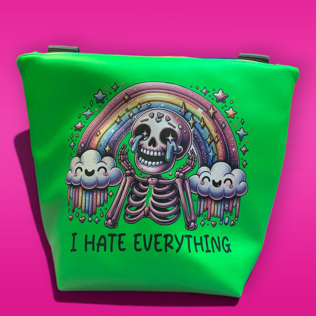 GassiTaschi® Shopper #174 Neon Grün I hate Everything