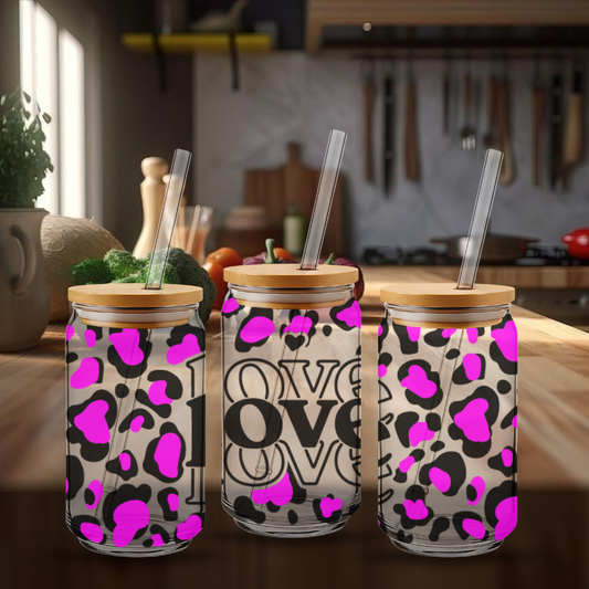 Trinkglas ca. 473ml LOVE Leo Pink