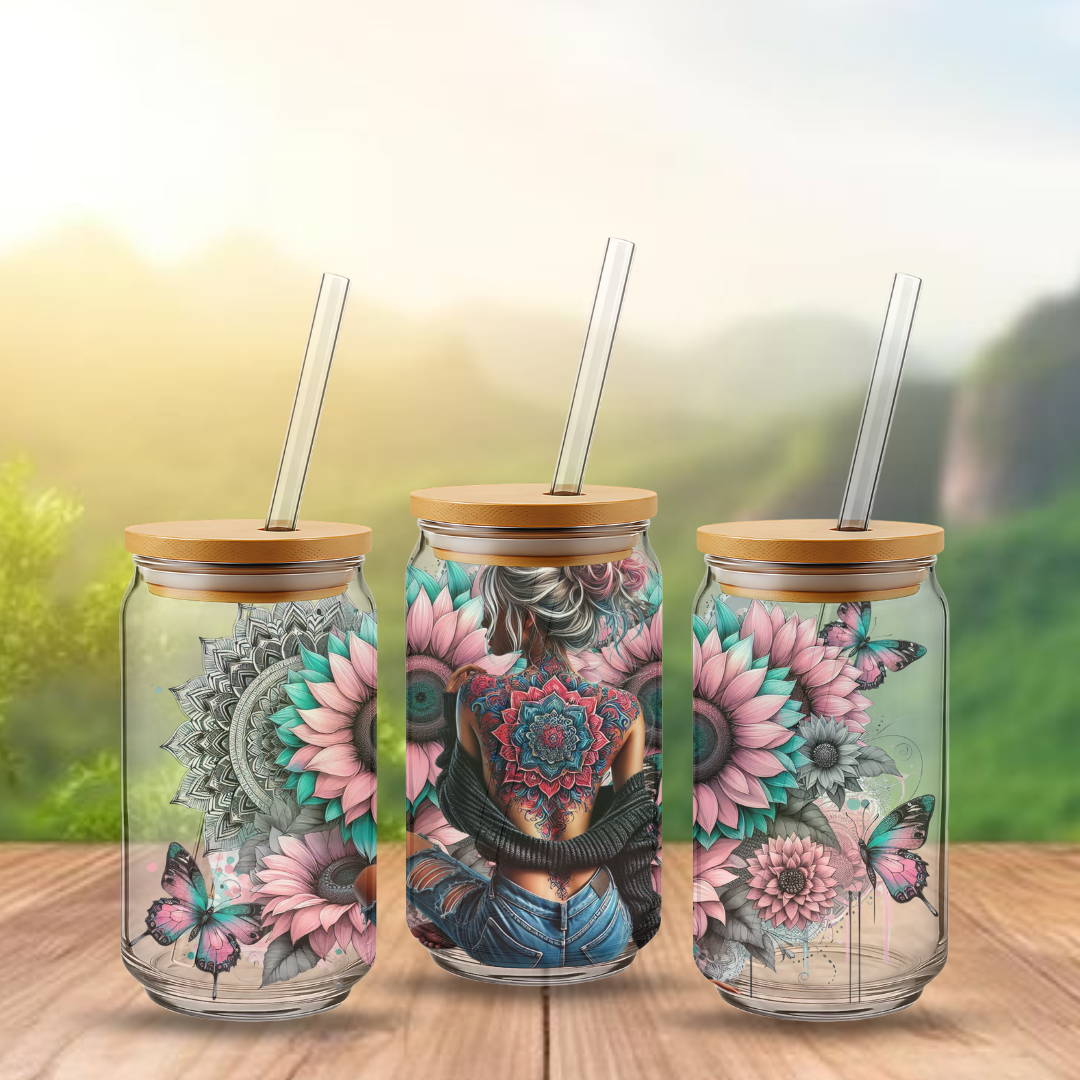 Trinkglas ca. 473ml Mandala Girl