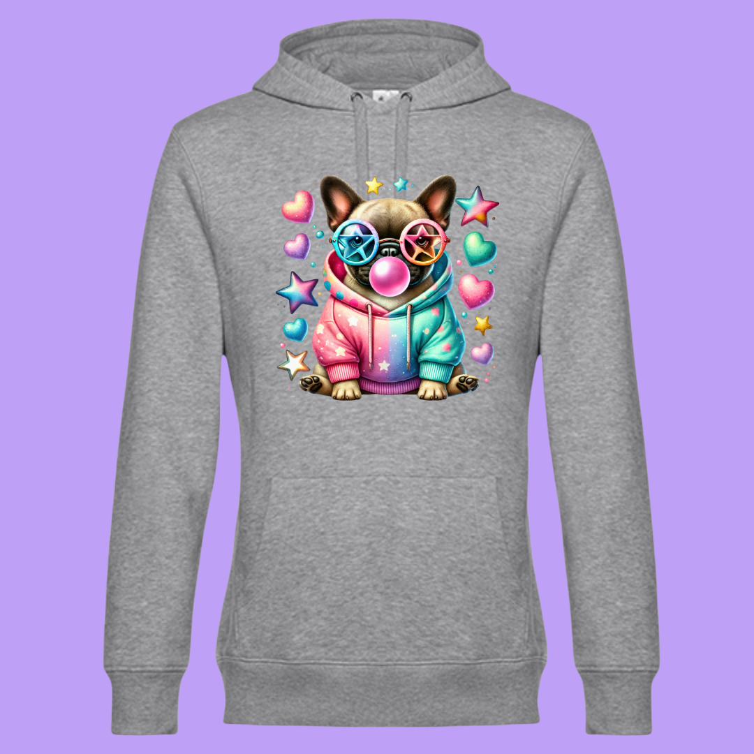 Hoodie Frenchie Hellgrau Größe L