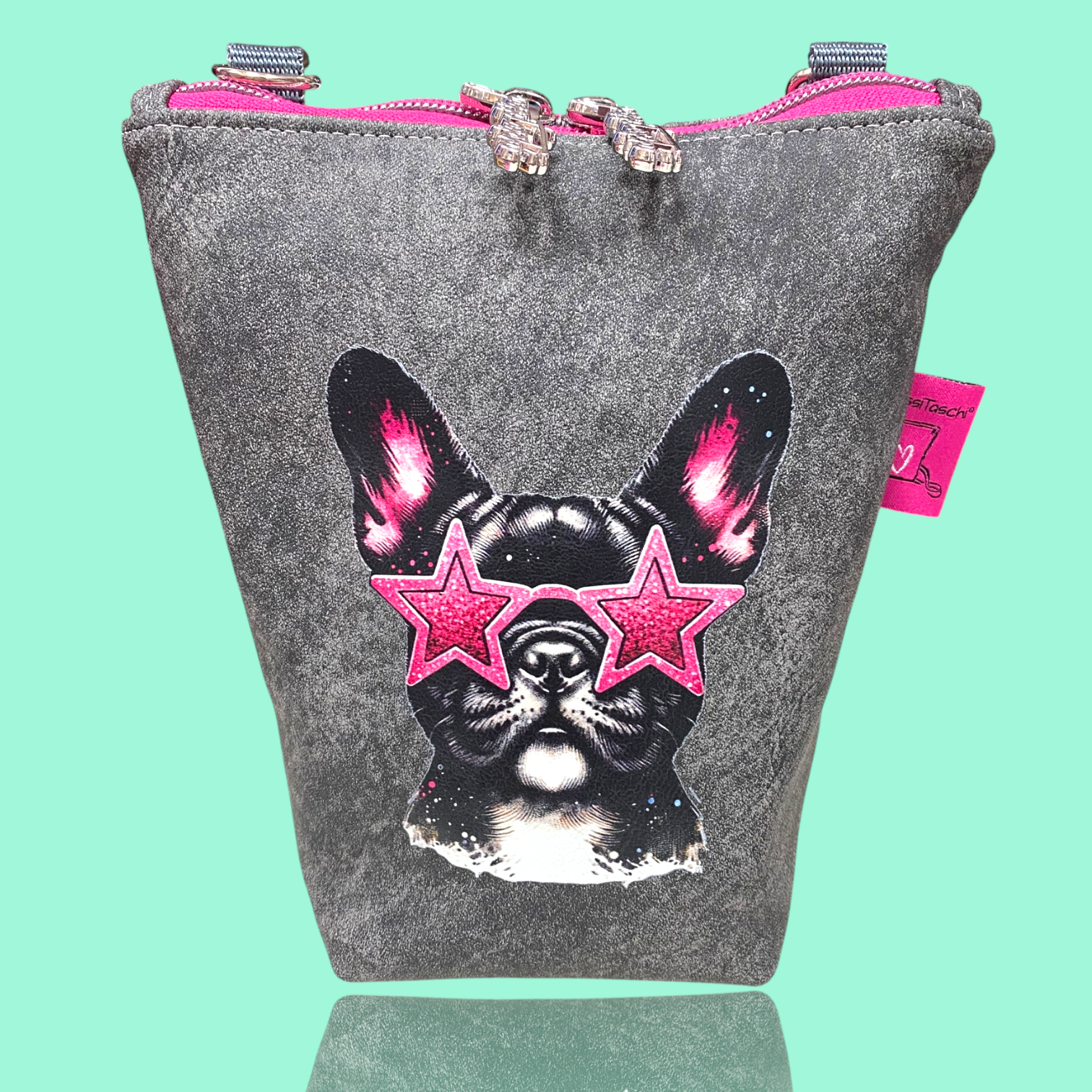 GassiTaschi® #117 Alcantara Dklgrau Frenchie Star