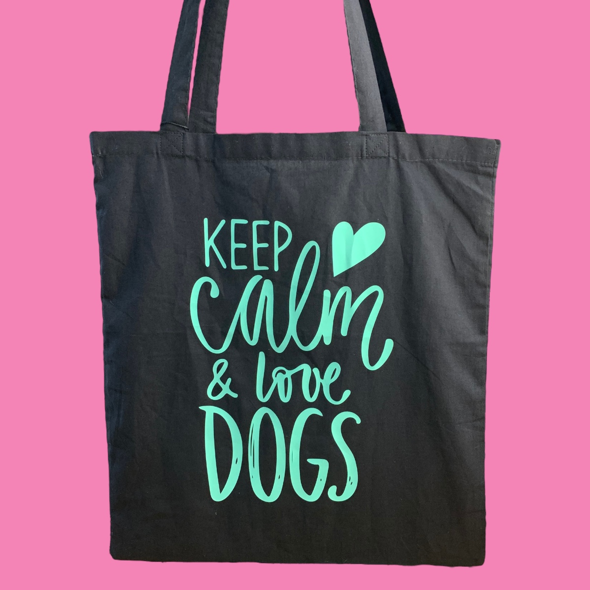  Baumwolltragetasche Schwarz "Keep Calm and love Dogs"