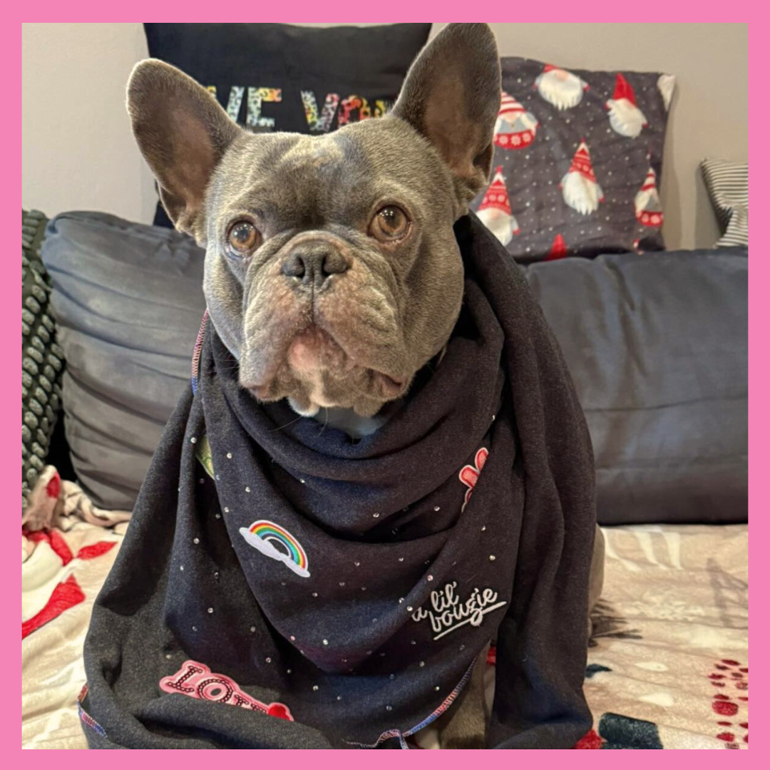 Dreieckstuch Schwarz mit Patches und Glitzer