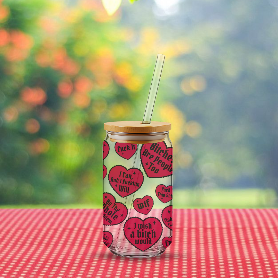 Trinkglas ca. 473ml Herzen Rot