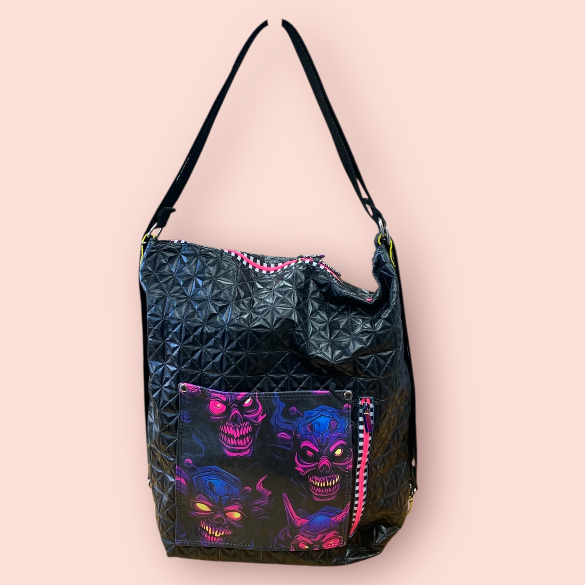 Rookie 2 in 1 Rucksack Tasche Lack schwarz & Skulls