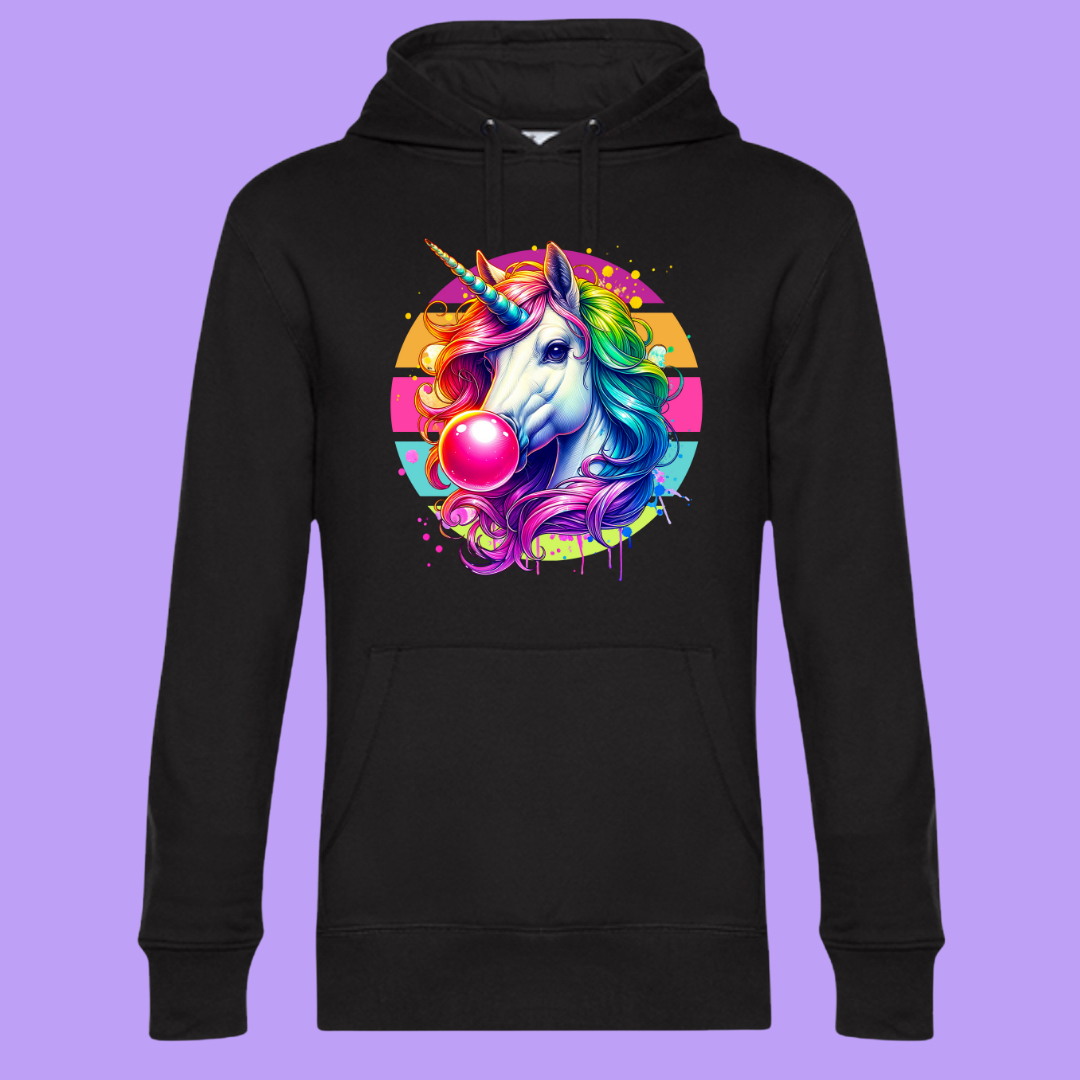 Hoodie Einhorn Bubble Schwarz Größe M