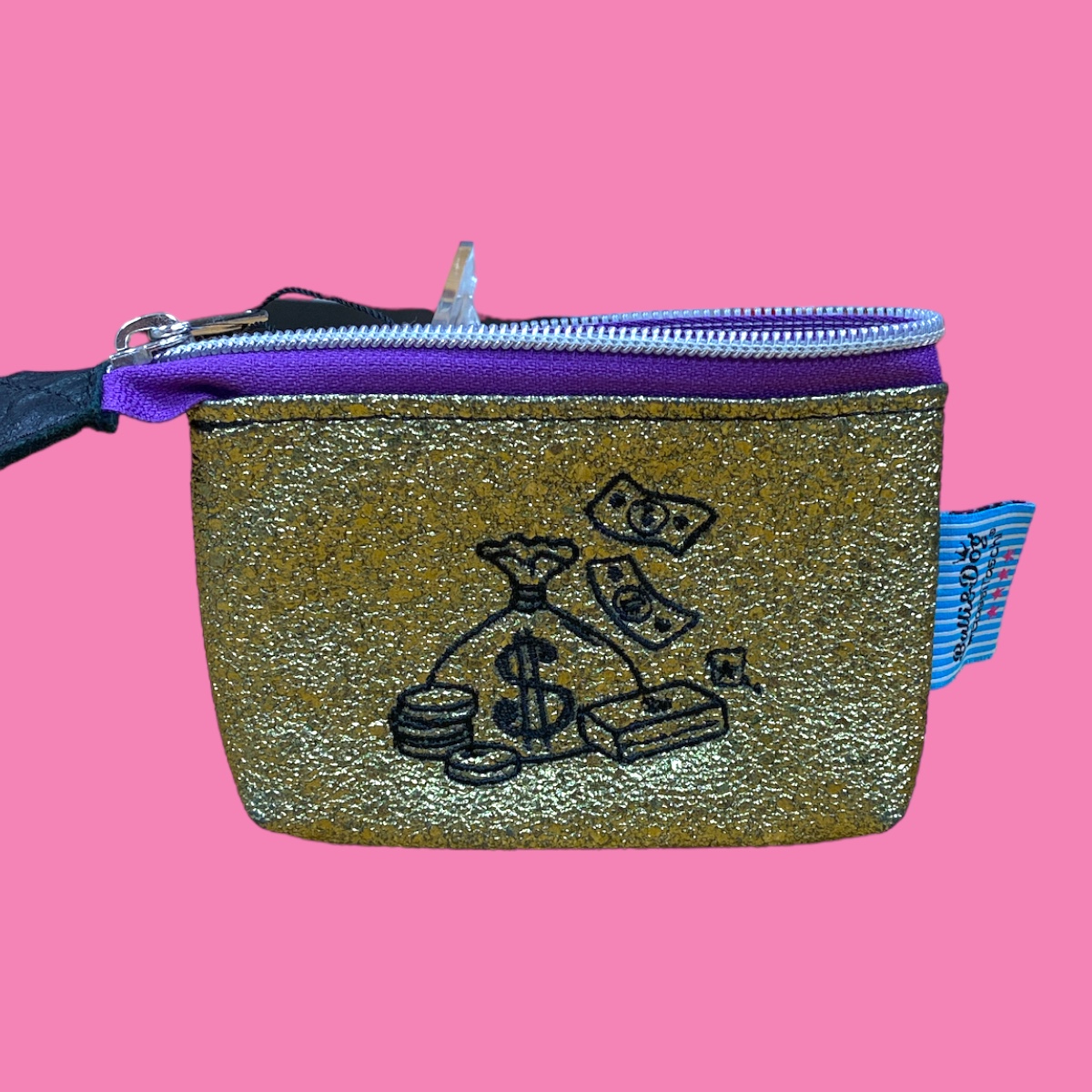 MiniGeldbeutel #064 Geprägt Glitzer Grün