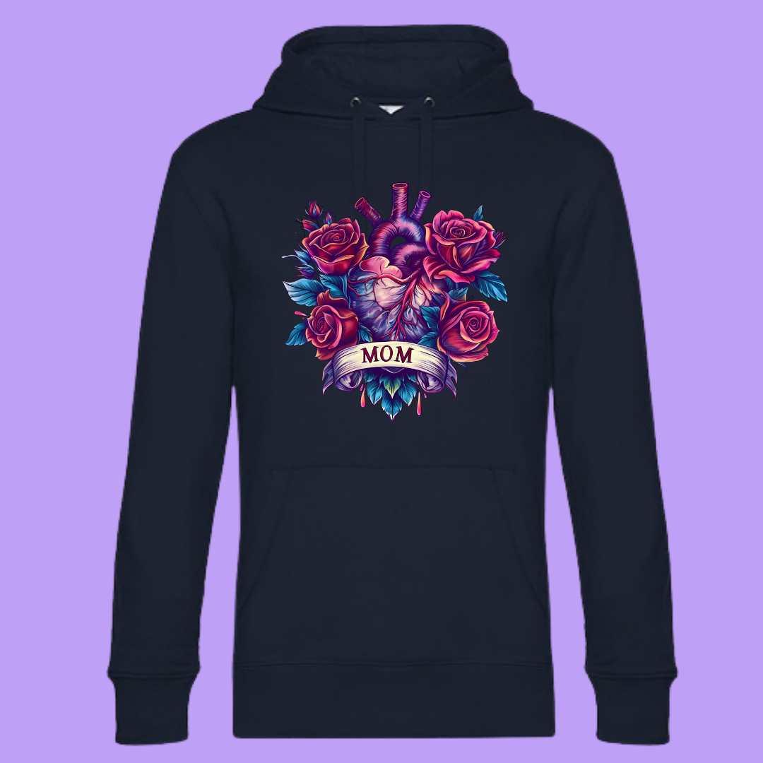 Hoodie Mom Herz Dklblau Größe M