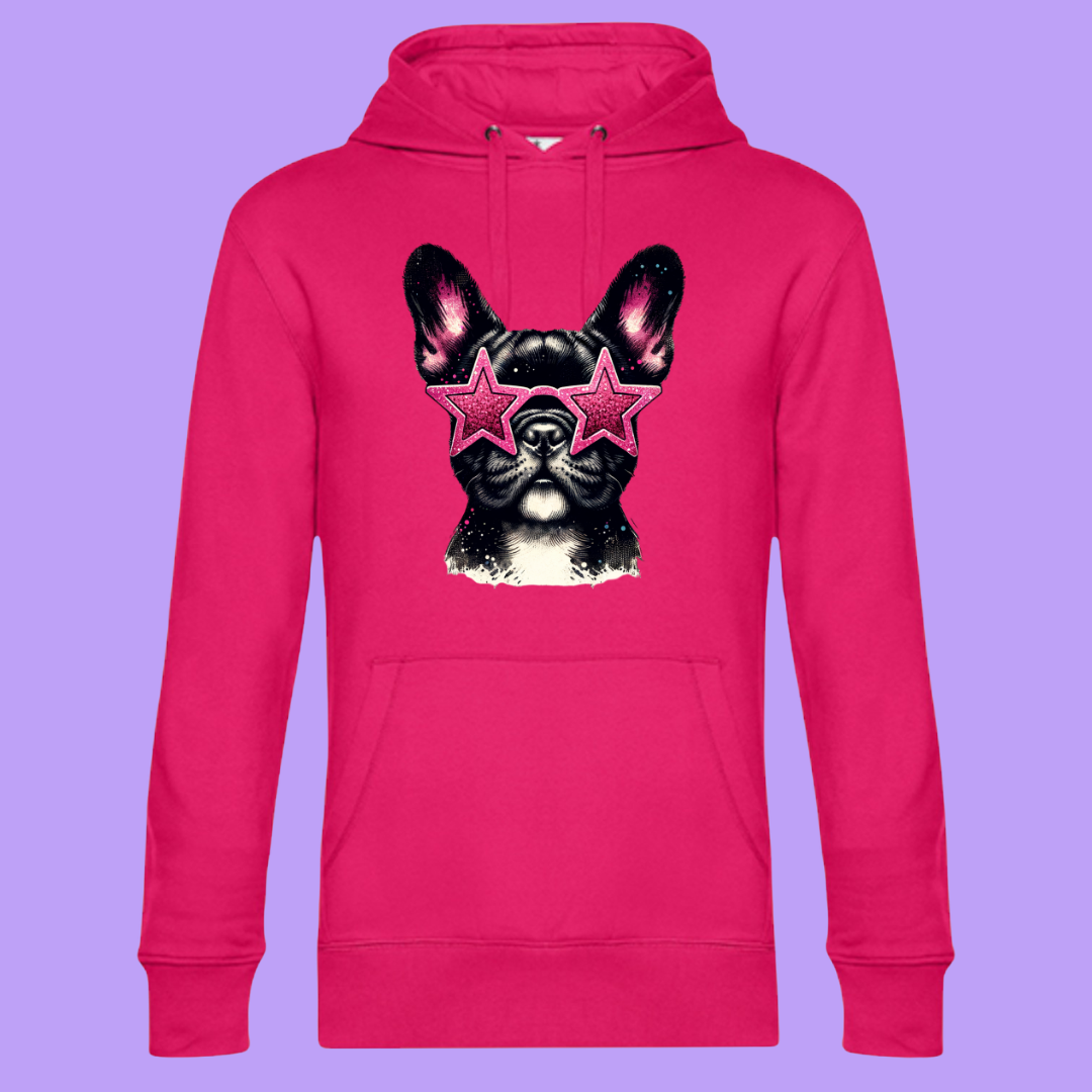 Hoodie Frenchie Star Pink Größe L