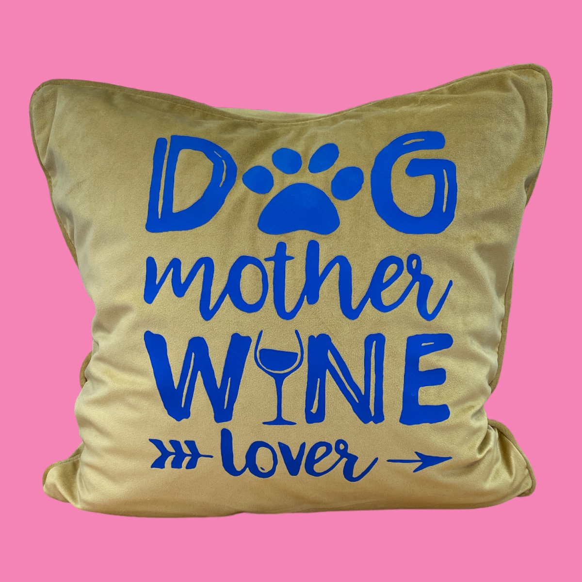  Kissenbezug Senf mit Dog Mother Wine Lover