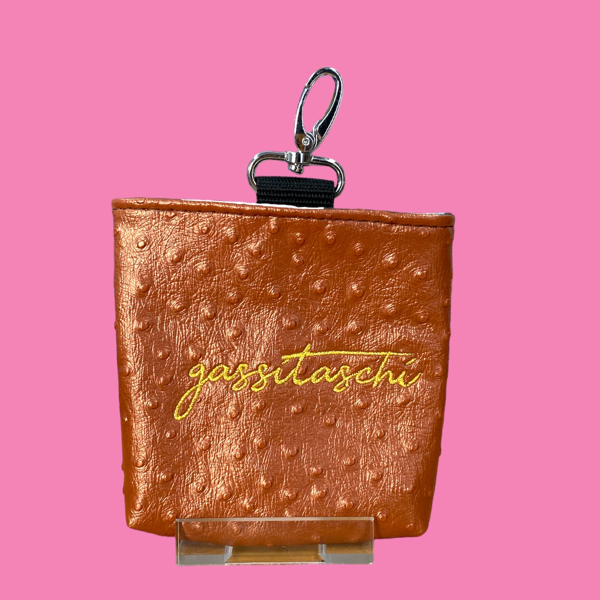 MiniFutterbeutel mit Karabiner #140 Strauß Kupfer Metallic   